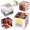 Acrylic Cube With Brushed Stainless Steel Frame (Holds 3 - 2"x2" Photos)